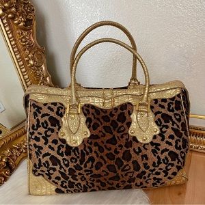 Leopard Gold Croc Embossed Large Carry Bag